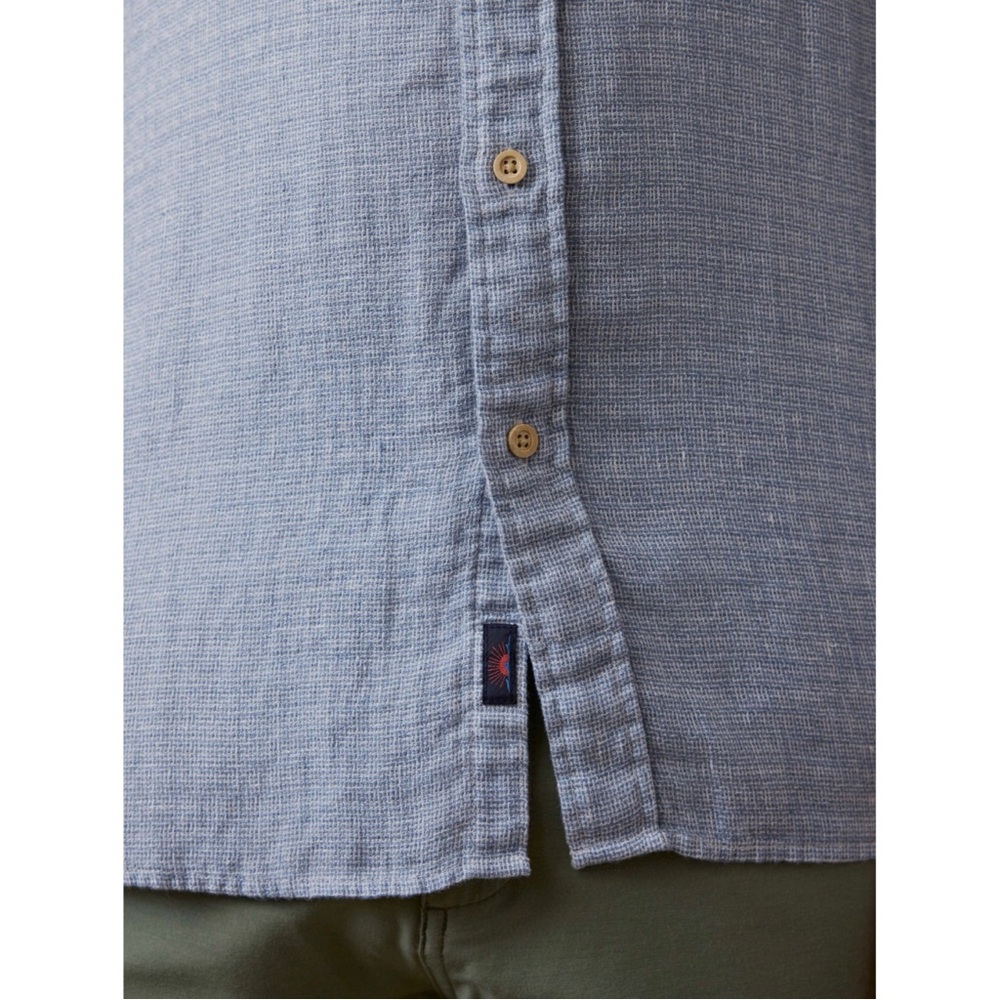 Faherty Short-Sleeve Palma Linen Shirt - Blue Basketweave - Picture 4 of 10